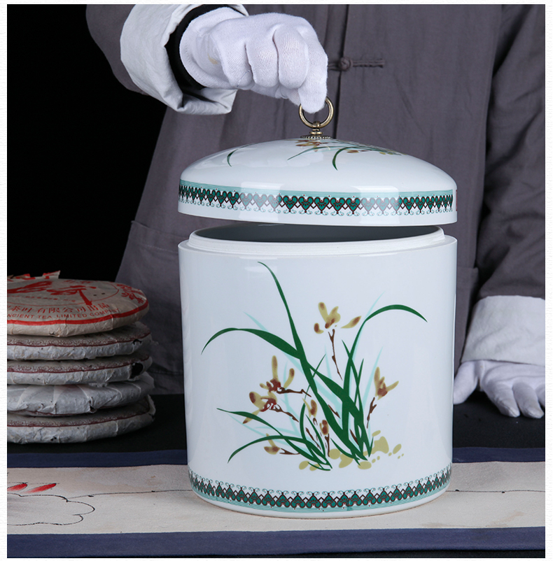 Jingdezhen ceramic cake tea cake, the seventh, peulthai the large tea caddy fixings household box seal pot
