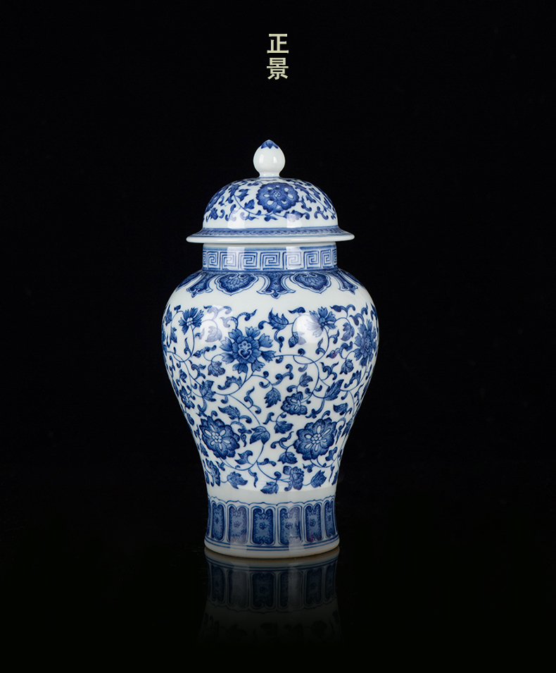 Jingdezhen ceramic new Chinese general canned adorn article place to live in the sitting room of blue and white porcelain vase decoration in China