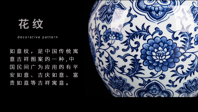 New Chinese style is I sitting room adornment furnishing articles of blue and white porcelain of jingdezhen ceramic contracted household flower vase