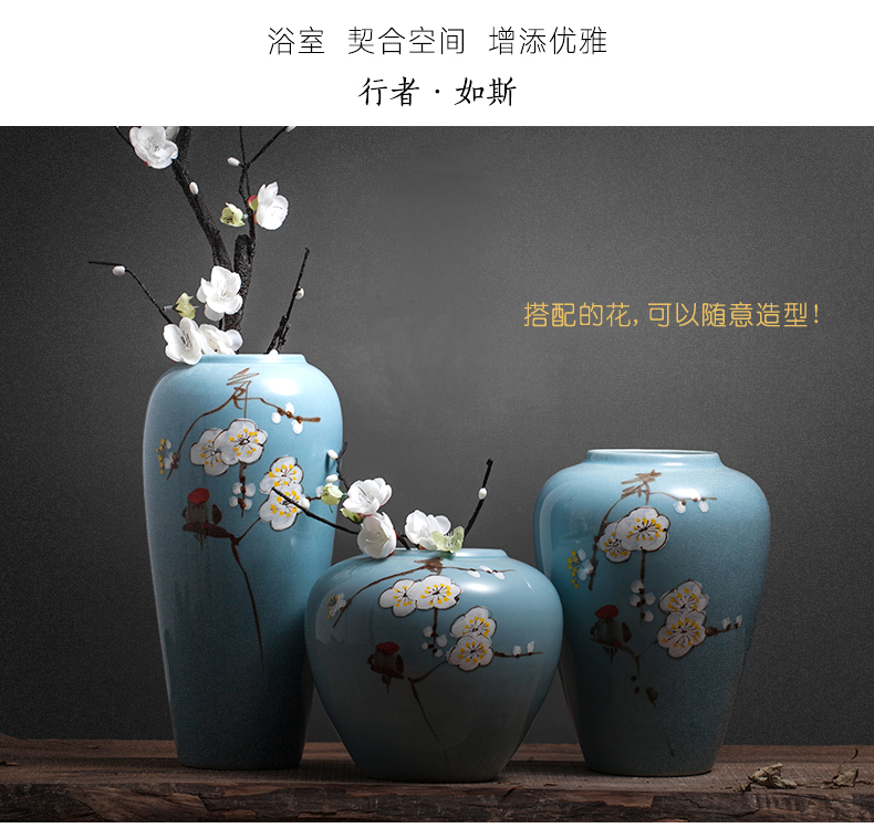 Jingdezhen ceramic new Chinese style living room table flower arranging flower vase furnishing articles home TV ark, porcelain arts and crafts