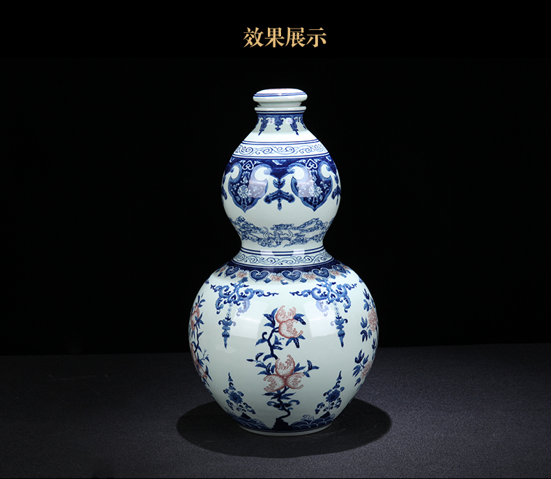 Jingdezhen ceramic youligong bottle gourd bottle home sitting room porch of blue and white porcelain vase decoration furnishing articles