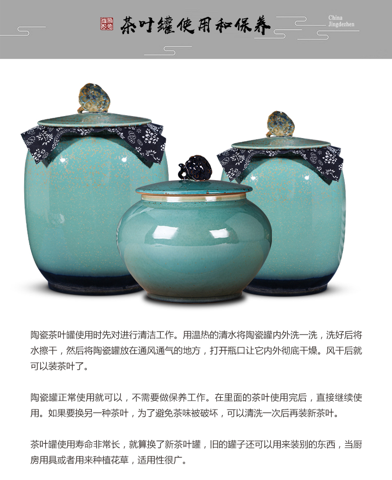 Jingdezhen ceramic large wake receives the puer tea cake caddy fixings tanks household seal pot porcelain POTS