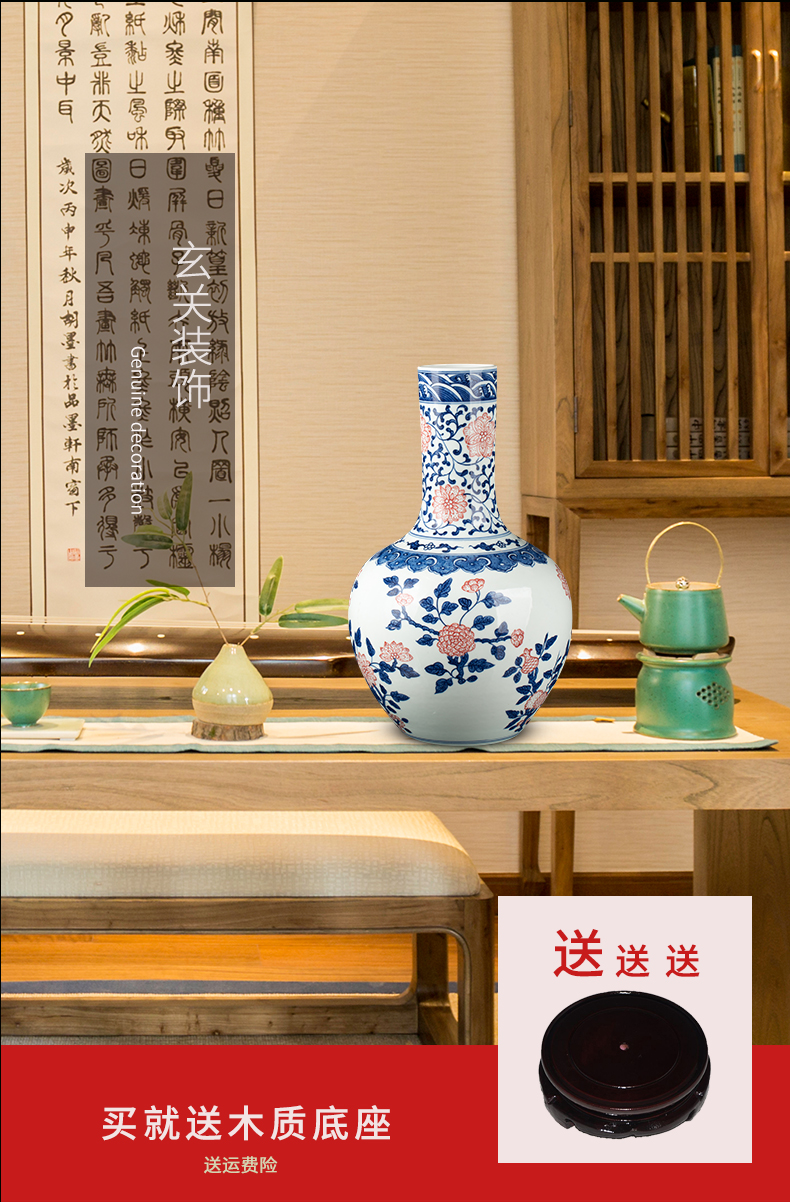 Jingdezhen blue and white ceramics celestial antique porcelain vase sitting room place, household decoration modern TV ark