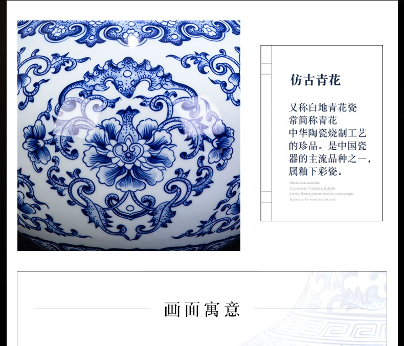 Antique hand - made of blue and white porcelain of jingdezhen ceramics bound branch lotus bottle furnishing articles household act the role ofing is tasted flower arranging, gifts