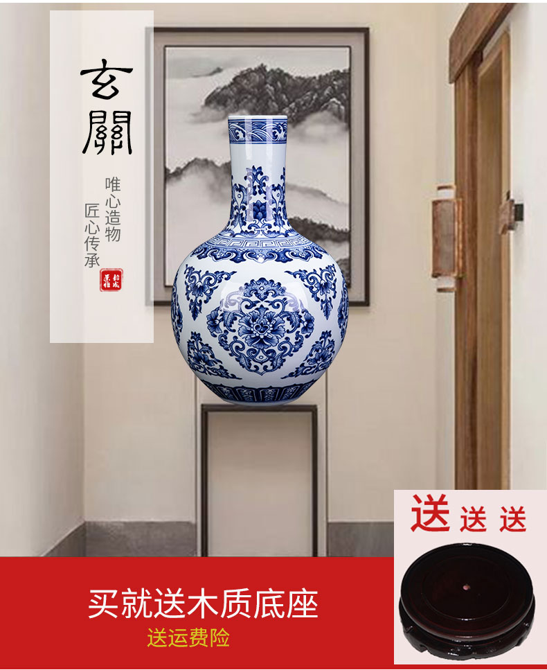 Antique hand - made of blue and white porcelain of jingdezhen ceramics bound branch lotus bottle furnishing articles household act the role ofing is tasted flower arranging, gifts