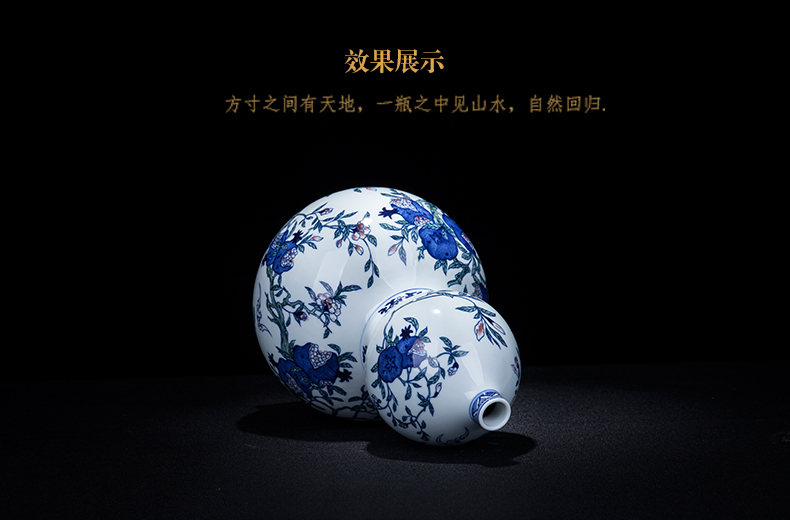 Pomegranates of blue and white porcelain of jingdezhen ceramics hand - made vases, restore ancient ways the large furnishing articles archaize of new Chinese style porch