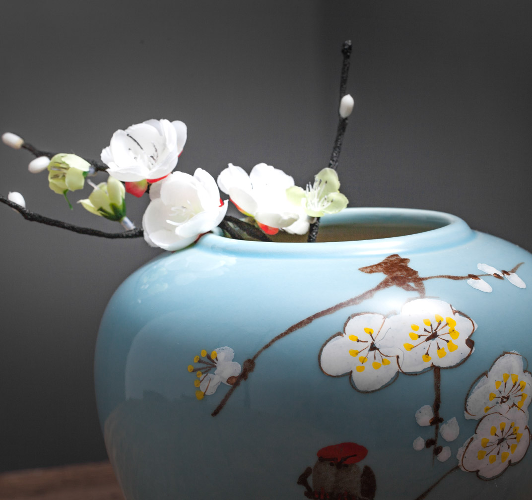 Jingdezhen ceramic new Chinese style living room table flower arranging flower vase furnishing articles home TV ark, porcelain arts and crafts