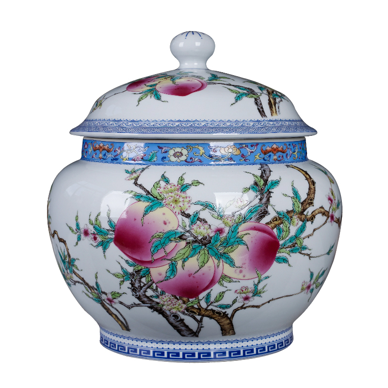 Jingdezhen ceramic antique peach storage can act the role ofing is tasted furnishing articles home sitting room storage tank porcelain tea cake