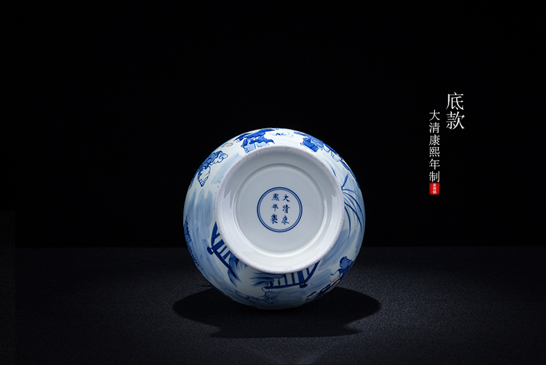 Jingdezhen ceramic new Chinese blue and white tong qu vase decoration place to live in the sitting room porch flower vase