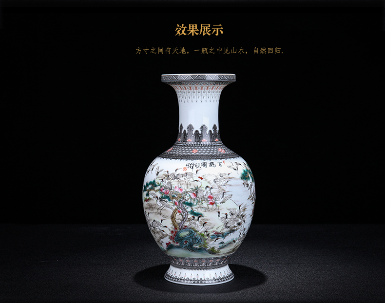 Jingdezhen ceramic hand - made the crane figure apple bottle of flower vase furnishing articles home porcelain sitting room adornment