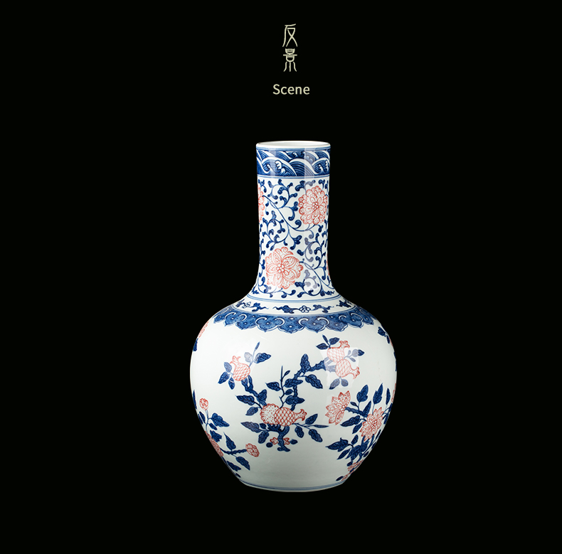 Jingdezhen blue and white ceramics celestial antique porcelain vase sitting room place, household decoration modern TV ark