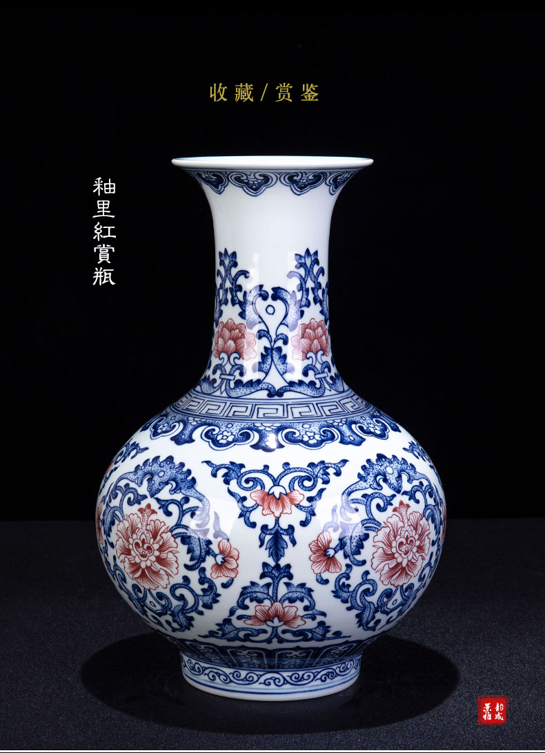 Antique hand - made of blue and white porcelain of jingdezhen ceramics bound branch lotus bottle furnishing articles household act the role ofing is tasted flower arranging, gifts