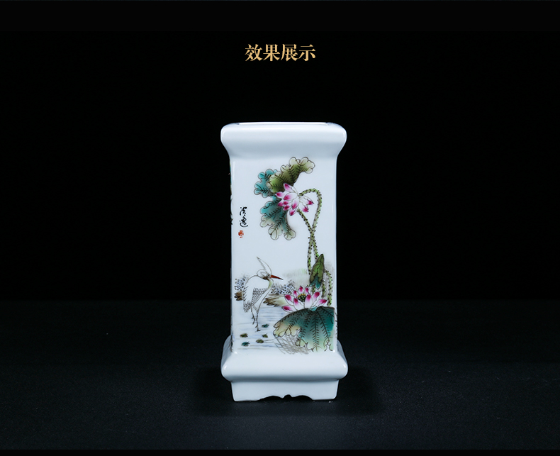 Jingdezhen ceramic manual charactizing a fine spring day square bottle decoration of new Chinese style living room a study vase furnishing articles