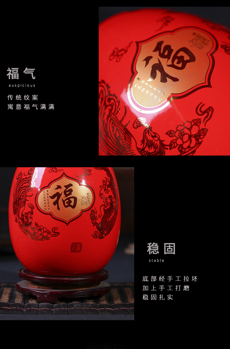 Jingdezhen ceramic rich red wine rack egg ornament act the role ofing is tasted furnishing articles of handicraft feng shui creative living room