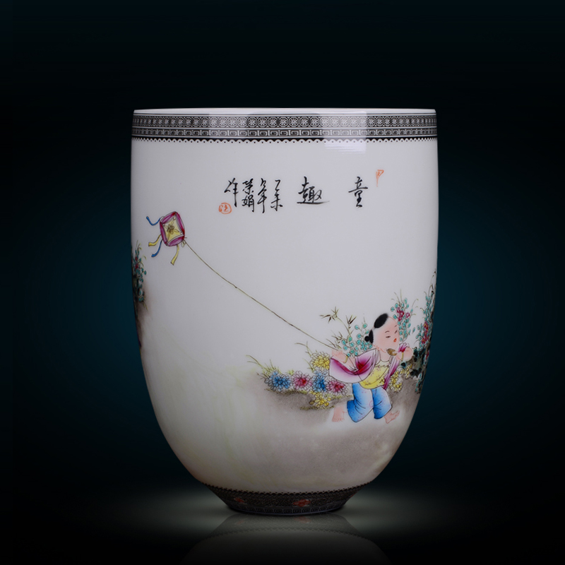 Jingdezhen ceramic household decorative dried flowers, flower vase is placed the new Chinese style living room porch porcelain arts and crafts