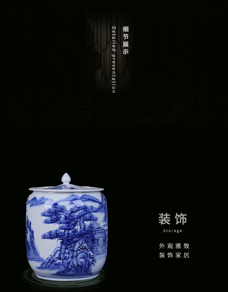 Jingdezhen ceramic storage tank Chinese ceramic pot home outfit receives meters pot dry can of China