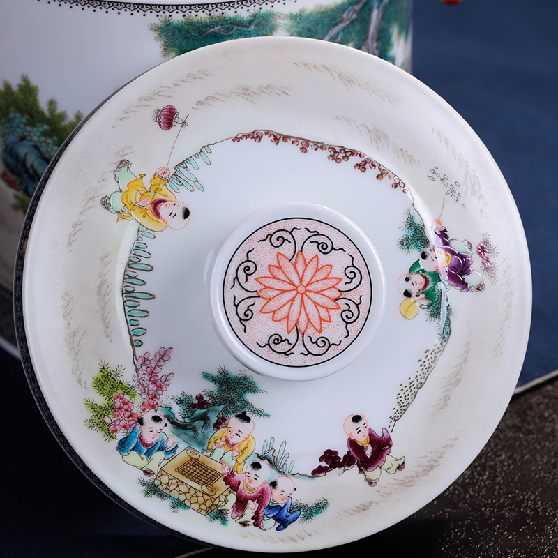 Jingdezhen ceramic hand - made caddy fixings large puer tea pot box general household checking quality restoring ancient ways