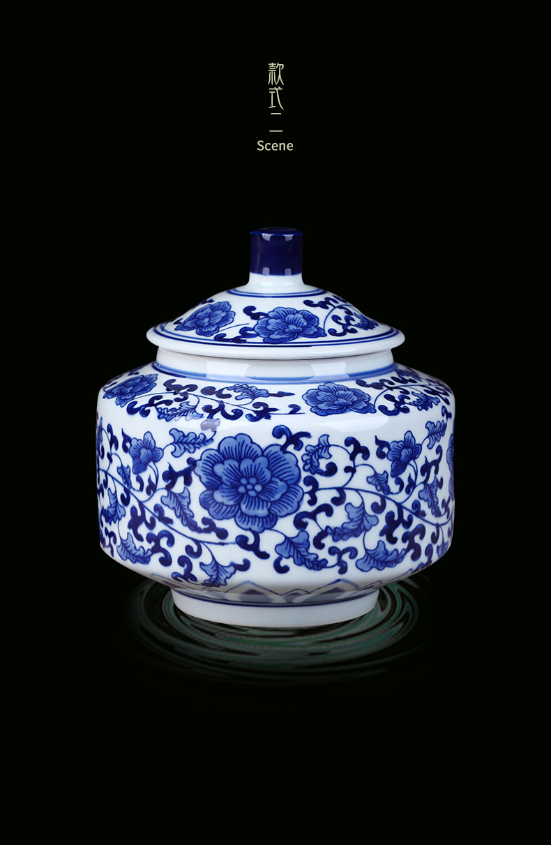 Jingdezhen ceramic POTS sub storage tank is small household caddy fixings meters can receive porcelain jar with cover