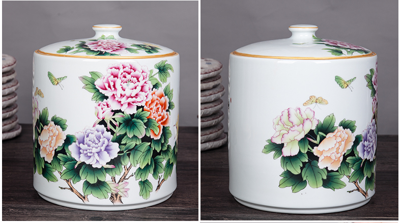 Jingdezhen ceramic furnishing articles household act the role ofing is tasted sealed tank storage jar of new Chinese style household storage tanks porcelain jar