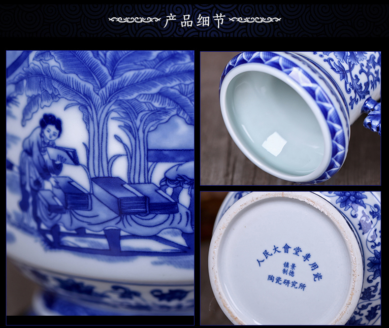 Restoring ancient ways of jingdezhen blue and white porcelain vase zen art ceramics vase flower creative office furnishing articles