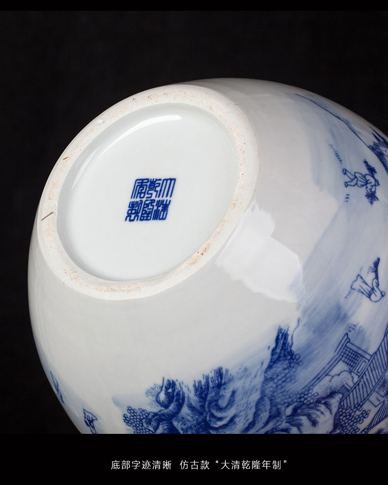 Jingdezhen blue and white landscape ceramic vase furnishing articles household act the role ofing is tasted, the sitting room porch TV ark adornment porcelain