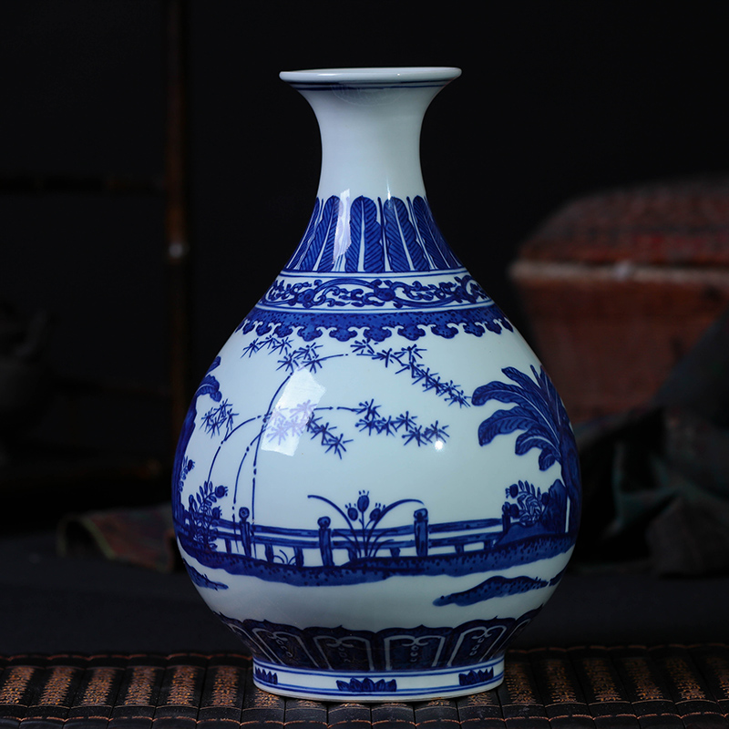 Jingdezhen ceramic blue and white porcelain vase sitting room furnishing articles furnishing articles archaize do old new classic art household act the role ofing is tasted