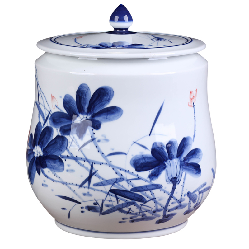 Jingdezhen ceramics pu 'er tea tin with large tea packaging gift box the tea cake common seal storage tank