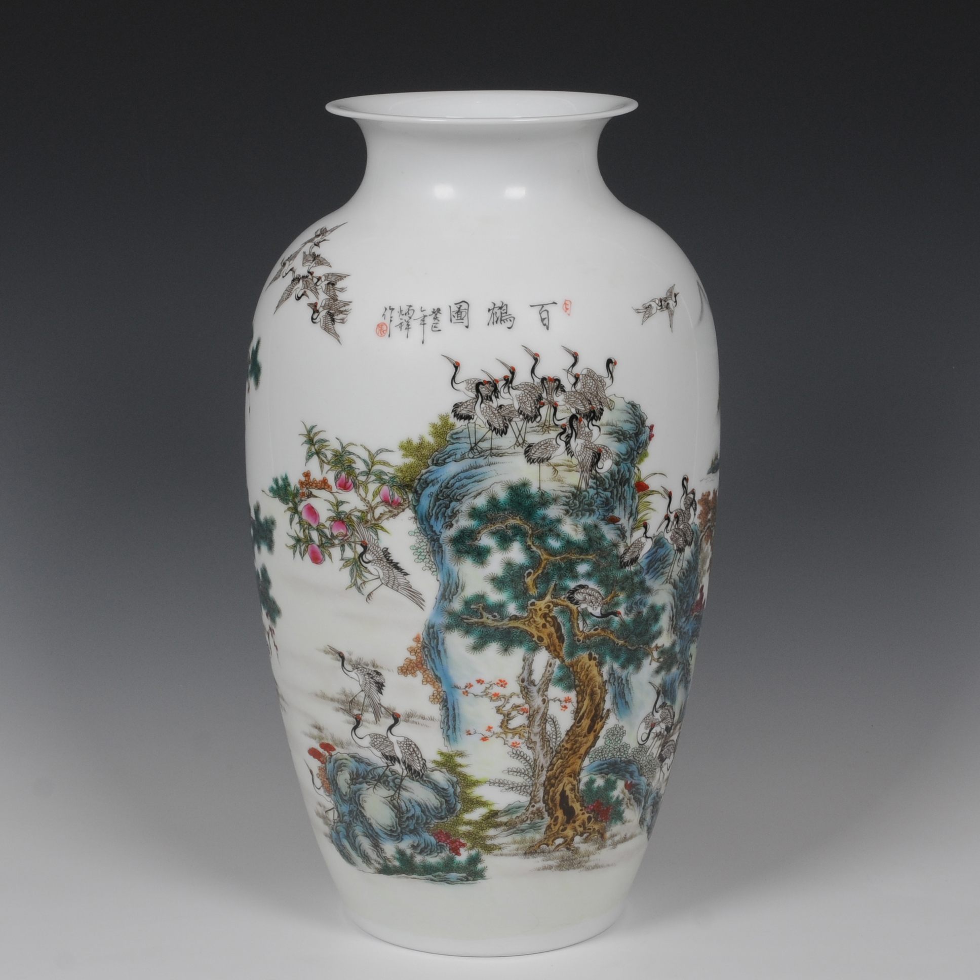 Archaize of jingdezhen ceramics powder enamel heavy industry landscape vase Zhang Bingxiang sitting room adornment handicraft furnishing articles