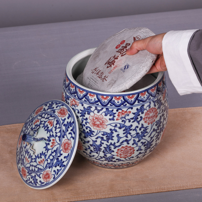 Jingdezhen ceramic tea cake caddy fixings large household wake receives porcelain POTS sealed tank storage tanks