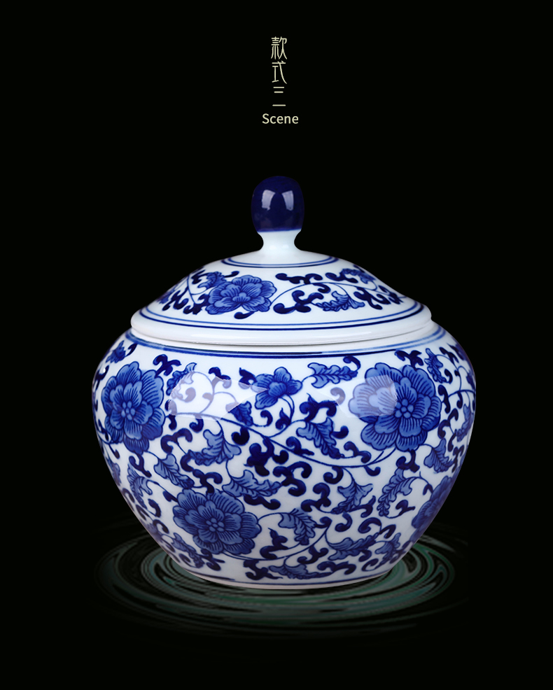 Jingdezhen ceramic POTS sub storage tank is small household caddy fixings meters can receive porcelain jar with cover