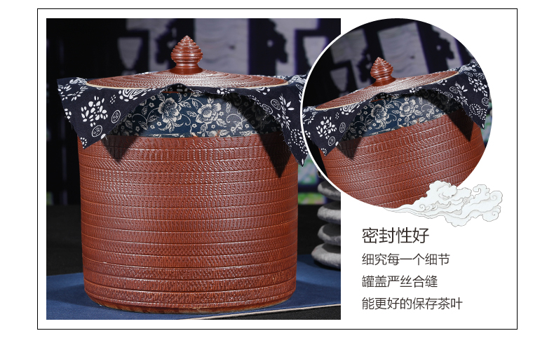 Jingdezhen ceramic checking tea pot receives puer tea cake jar airtight tea cake big detong tea set