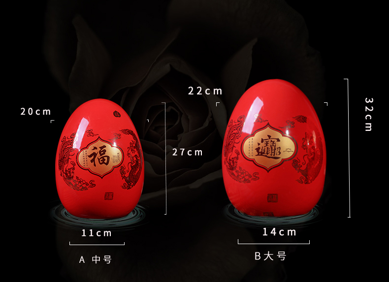 Jingdezhen ceramic rich red wine rack egg ornament act the role ofing is tasted furnishing articles of handicraft feng shui creative living room