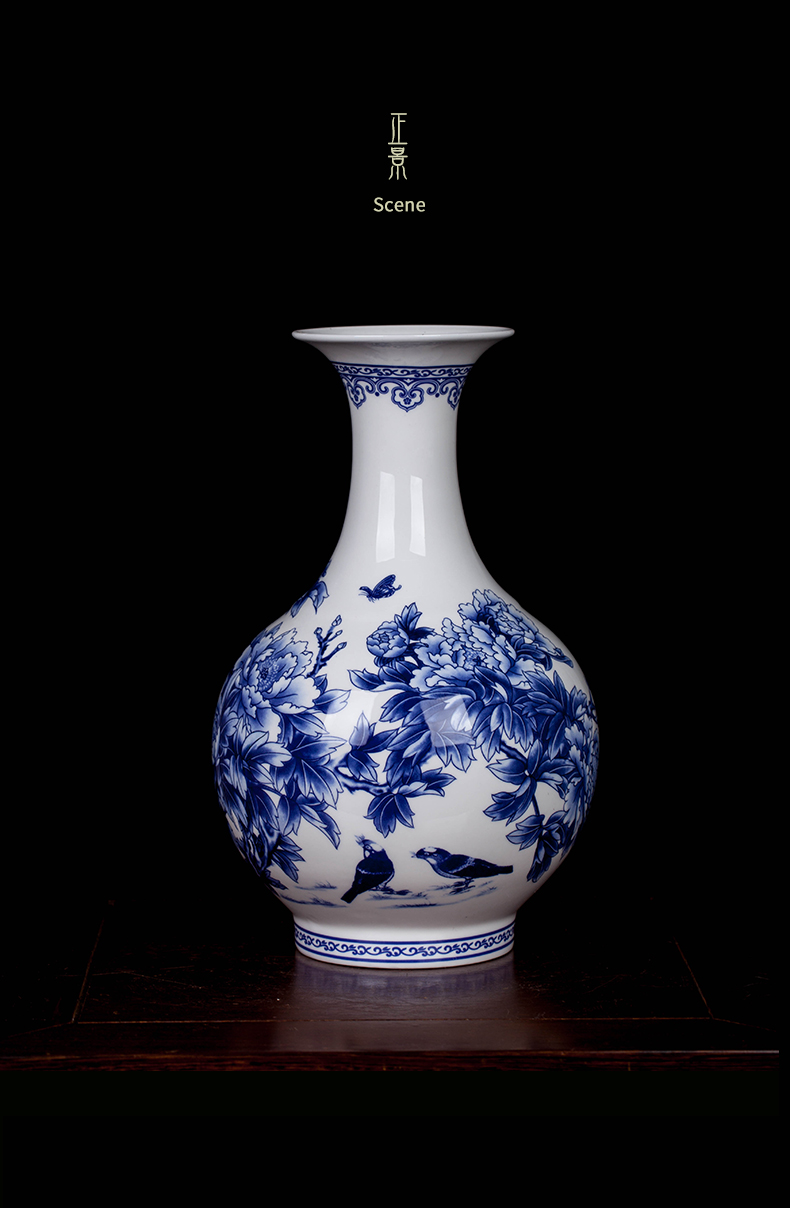 Jingdezhen ceramic new Chinese peony flower arranging place flower art rich ancient frame furnishing articles porch is decorated pomegranate bottles of floral outraged
