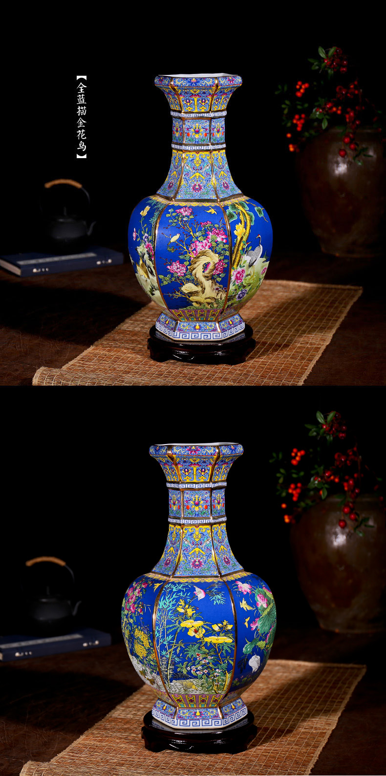 Jingdezhen ceramics antique vase manually restoring ancient ways of large vases, sitting room dry flower is placed continental red