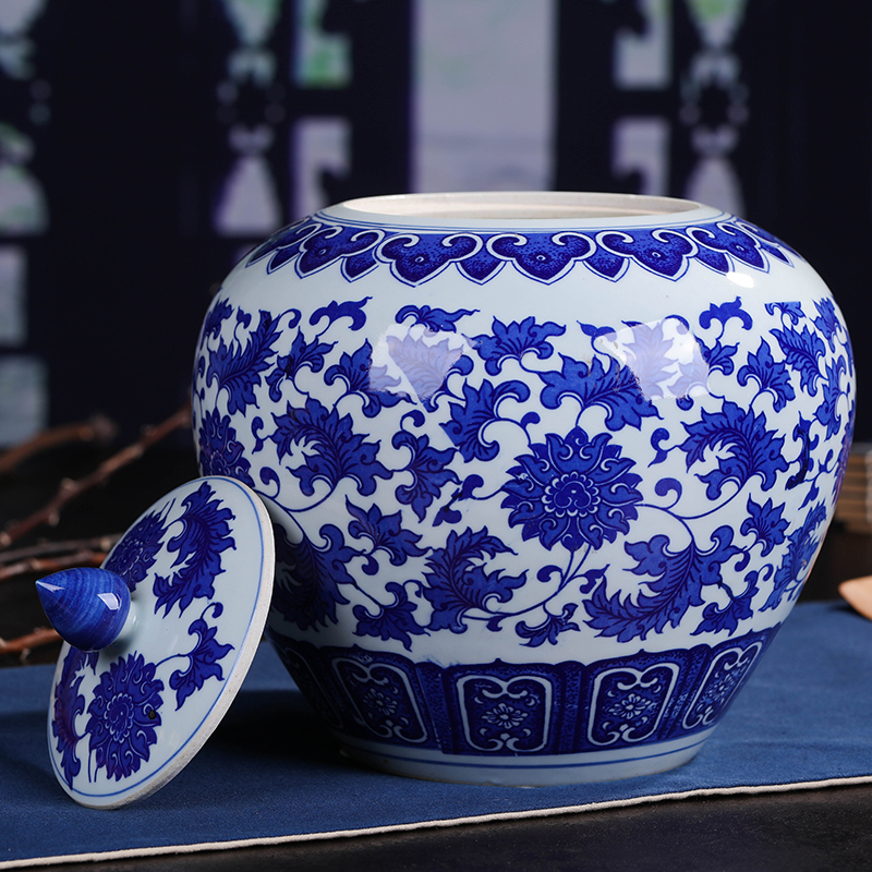 Jingdezhen ceramic moistureproof caddy fixings retro puer tea canister to seal large creative general manual