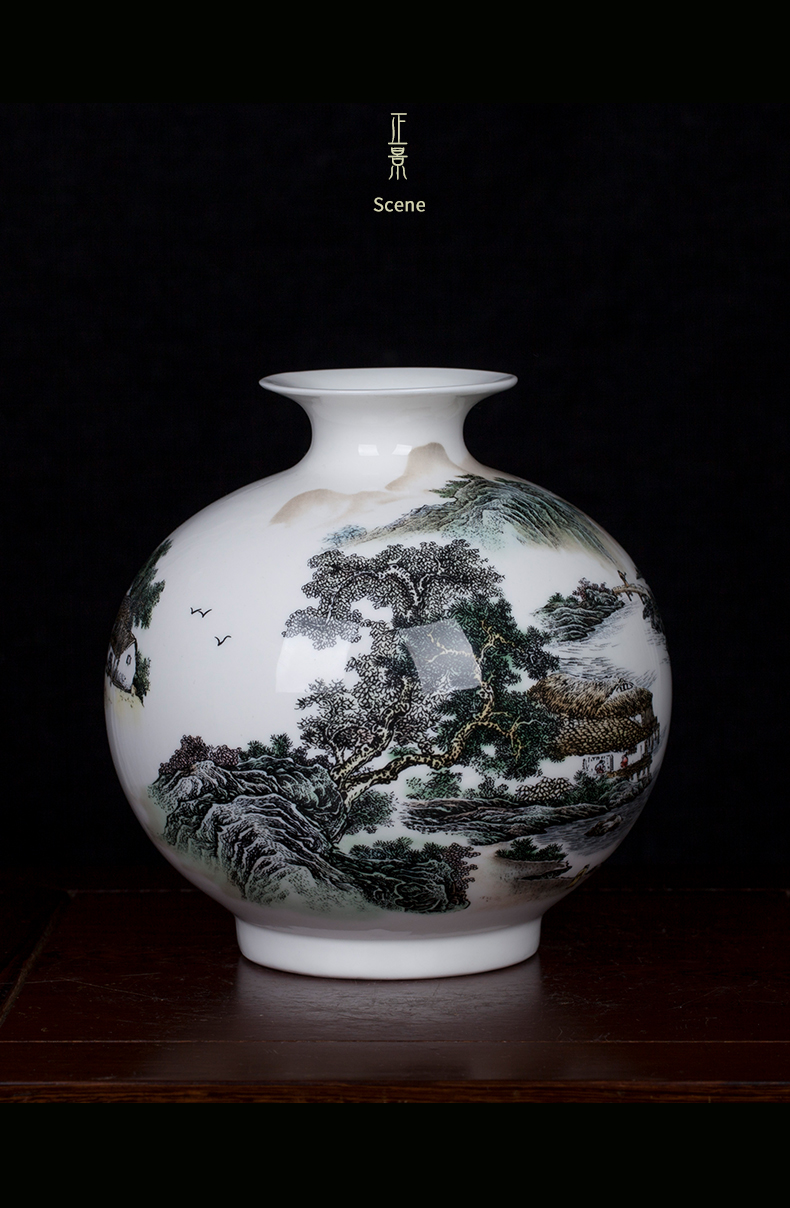 Jingdezhen ceramic landscape vase Chinese porcelain vase floret bottle porch decoration small place desktop sitting room