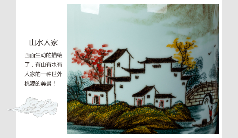 Jingdezhen ceramic new Chinese hand - made village family vase TV ark place porcelain home decoration