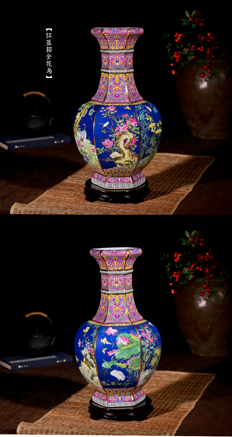 Jingdezhen ceramics antique vase manually restoring ancient ways of large vases, sitting room dry flower is placed continental red