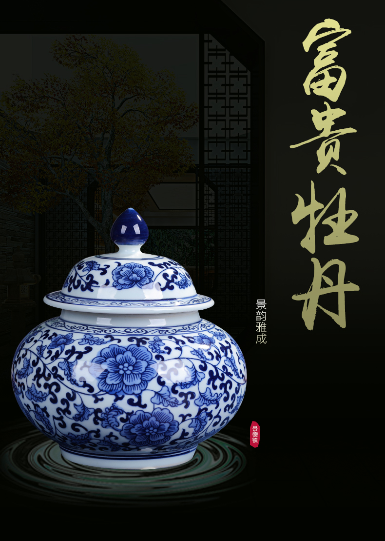 Jingdezhen ceramic POTS sub storage tank is small household caddy fixings meters can receive porcelain jar with cover