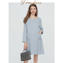 Pregnant woman Liondress Dress Folds Spring Autumn 2021 New big code Pregnancy Woman Dress Commute Dress and Dress Autumn Fashion