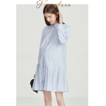 Pregnant womans spring dress shirt Career dress for work dress for work big code pregnant woman shirt professional dress for a long section of dress