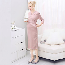 Pregnant womens long dress to the ankle summer long fashion slim-fit ol workplace trendy mother pregnant women cotton dress long over the knee