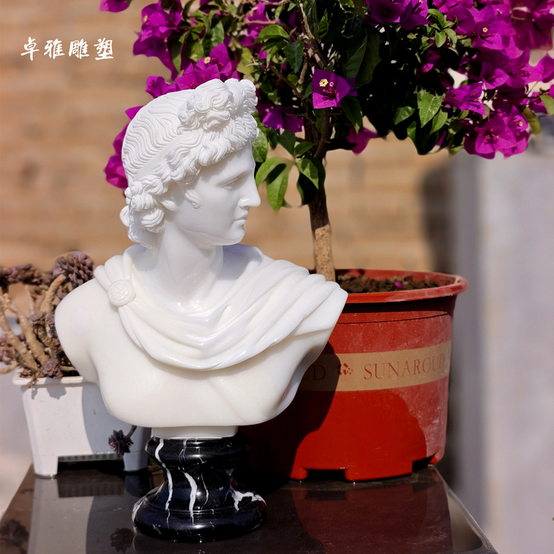 Apollo, the Sun God, Marble Sculpture, Western Figure Head Ornament, European-Style Home Art Decoration