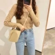 Hồng Kông hương vị sọc mỏng áo thun nữ áo len đầu mùa thu mới lỏng giản dị áo sơ mi sang trọng áo sơ mi shop thời trang nữ