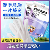 Pets free from washing gloves kitty cleaning wet wipes puppies special for bathing wet towels paper 3 packs of 24 pieces