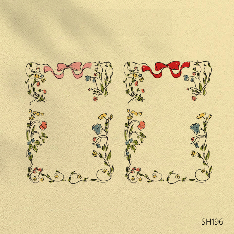 Bowknot Flower Colorful Illustration Hand-Drawn Frame Flower Shop Wedding Invitation Bridal Shower Invitation Poster Material Image