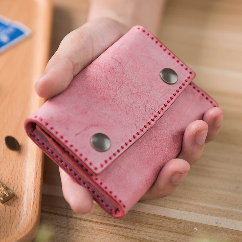 Lanze material bag polished wax pickup truck bag retro brief with buckle zero wallet DIY own stitches