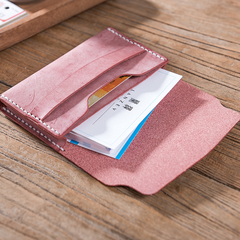 Material bag wipe wax leather Japanese simple card bag DIY own hand stitching coin purse support lettering
