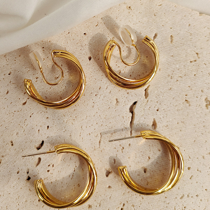 YIMIJEWEL No ear piercing Korean personality geometric all-match ring metal ring painless mosquito coil ear clip earrings