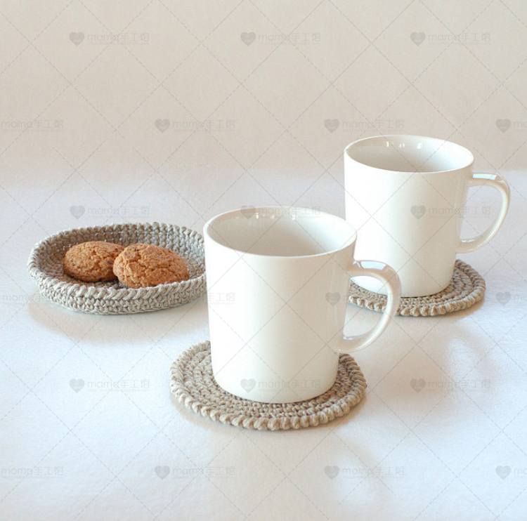 Finished Nordic handmade wool knitting coaster Simple Linen color home decoration Afternoon tea placemat Snack storage